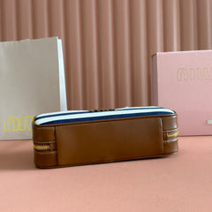 BEAU BAG 28 BLUE AND BEIGE STRIPES IN CANVAS AND CALFSKIN