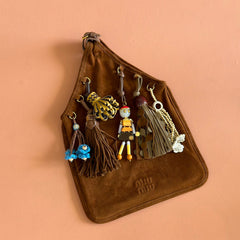 SUEDE BAG WITH TRICK 37 DARK BROWN