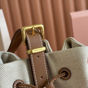 BUCKET BAG 22 BEIGE AND BRANDY IN CANVAS