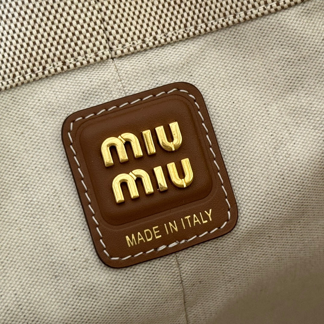 BUCKET BAG 29 BEIGE AND BRANDY IN CANVAS