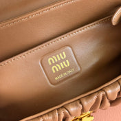 CHAIN SHOULDER BAG 24 IN BROWN PATENT SMOOTH LAMBSKIN