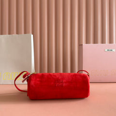 SUEDE BAG 22 RED GOLD HARDWARE