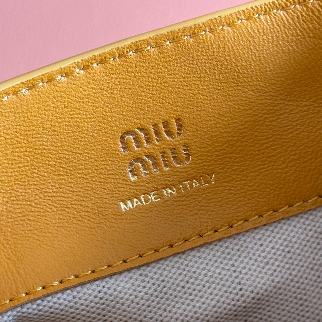 MINI TOTE BAG 17 MUSTARD YELLOW IN NAPPA CALFSKIN