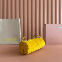 SUEDE BAG 22 MUSTARD YELLOW GOLD HARDWARE