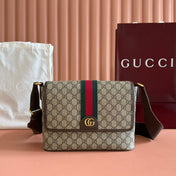 GUCCI 25S OPHIDIA SMALL BAG 28 IN BEIGE CANVAS AND BROWN CALFSKIN