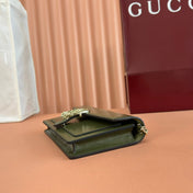 GUCCI 25S DIONYSUS WALLET ON CHAIN 20 IN GREEN GLOSSY CALFSKIN