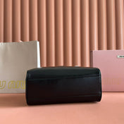 MIUMIU 26S TOP-HANDLE BAG 28 IN BLACK CALFSKIN GOLD HARDWARE