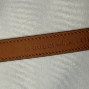 GUCCI 25S TOTISSIMA LARGE TOTE 22 CM IN BLUE DENIM AND BROWN CALFSKIN