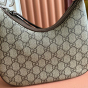 GUCCI 25S ATTACHE SHOULDER BAG 23 CM IN DARK BEIGE MIX BROWN CALFSKIN