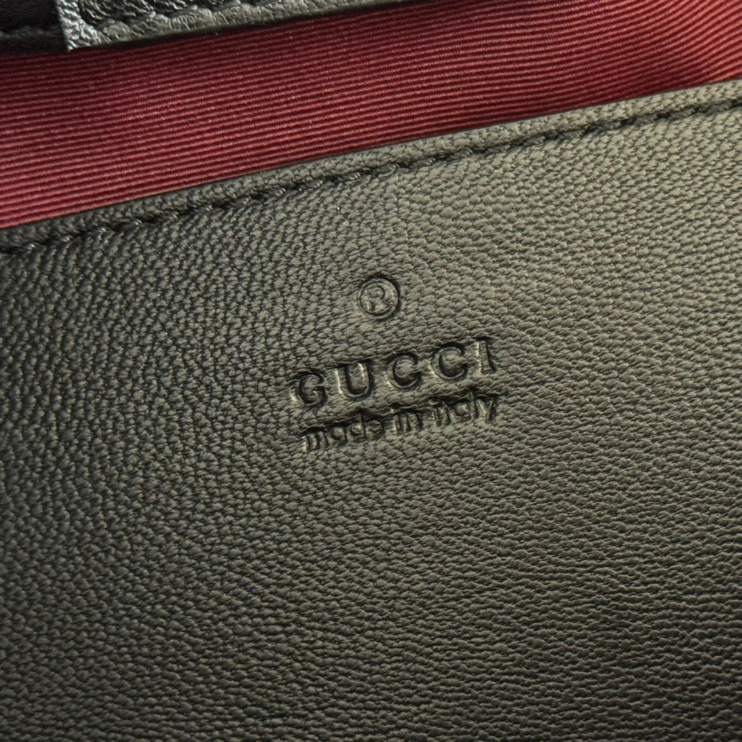 GUCCI 25S SMALL TOTE BAG 29 CM IN BLACK CALFSKIN WITH GOLD HARDWARE