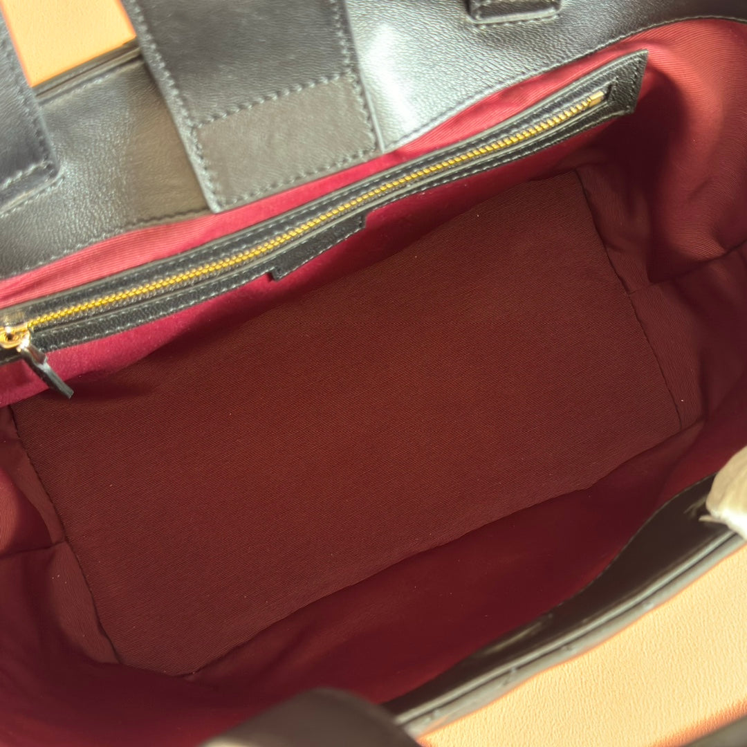 GUCCI 25S SMALL TOTE BAG 39 CM IN BLACK CALFSKIN WITH GOLD HARDWARE