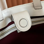 GUCCI 25S SMALL TOTE BAG 39 CM IN WHITE CALFSKIN WITH GOLD HARDWARE