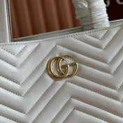 GUCCI 25S SMALL TOTE BAG 39 CM IN WHITE CALFSKIN WITH GOLD HARDWARE