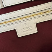 GUCCI 25S SMALL TOTE BAG 39 CM IN WHITE CALFSKIN WITH GOLD HARDWARE