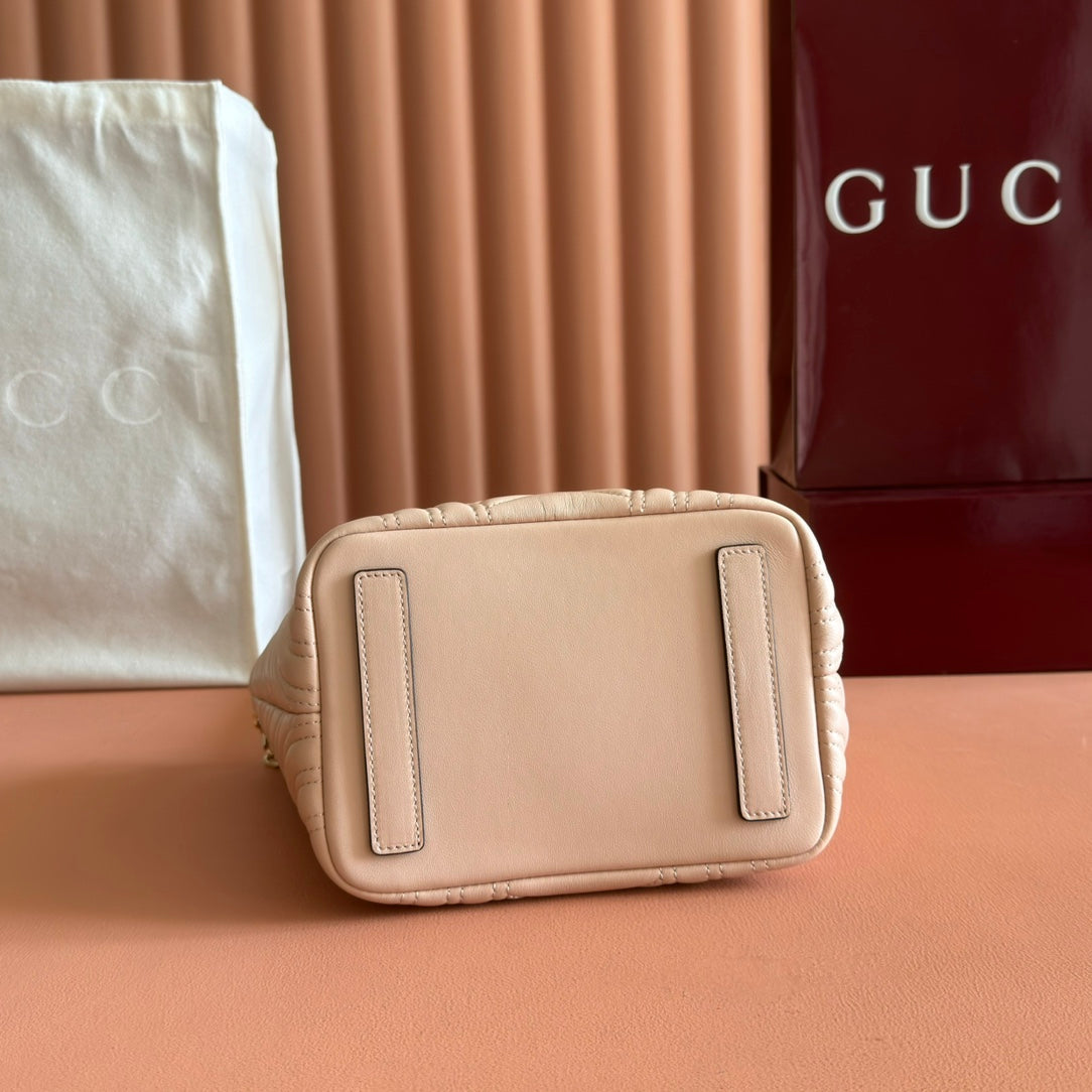 GUCCI 25S SMALL TOTE BAG 29 CM IN NUDE PINK CALFSKIN WITH GOLD HARDWARE