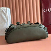 GUCCI 25S BACKPACK 46 CM IN MOSS GREEN CALFSKIN WITH SILVER HARDWARE