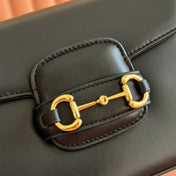 GUCCI 25S HORSEBIT 1955 MINI BAG 20 CM IN BLACK CALFSKIN WITH GOLD HARDWARE
