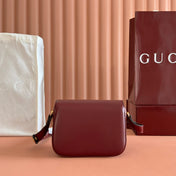 GUCCI 25S HORSEBIT 1955 MINI BAG 20 CM IN DARK RED CALFSKIN WITH GOLD HARDWARE