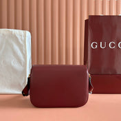 GUCCI 25S HORSEBIT 1955 MINI BAG 26 CM IN DARK RED CALFSKIN WITH GOLD HARDWARE