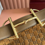 GUCCI 25S BEATRIX BAG 35 IN BROWN SUEDE WITH GOLD HARDWARE