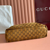 GUCCI 25S BEATRIX BAG 35 IN BROWN SUEDE WITH GOLD HARDWARE