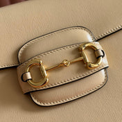 GUCCI 25S HORSEBIT 1955 MINI BAG 35 CM IN LIGHT WARM BEIGE CALFSKIN WITH GOLD HARDWARE