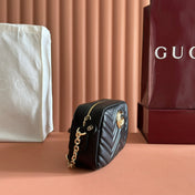 GUCCI 25S MARMONT BAG 24 IN BLACK CALFSKIN WITH GOLD HARDWARE