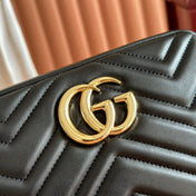 GUCCI 25S MARMONT BAG 24 IN BLACK CALFSKIN WITH GOLD HARDWARE