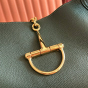 GUCCI 25S HANDBAG 46 CM IN DARK GREEN CALFSKIN WITH GOLD HARDWARE