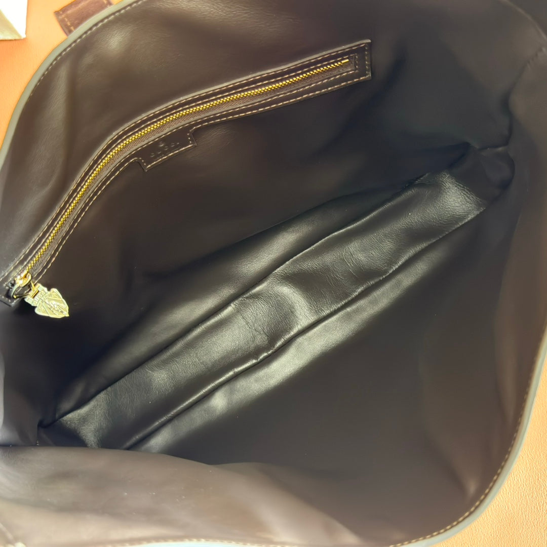 GUCCI 25S JACKIE GIORNO 44 CM IN DARK CHOCOLATE BROWN SUEDE