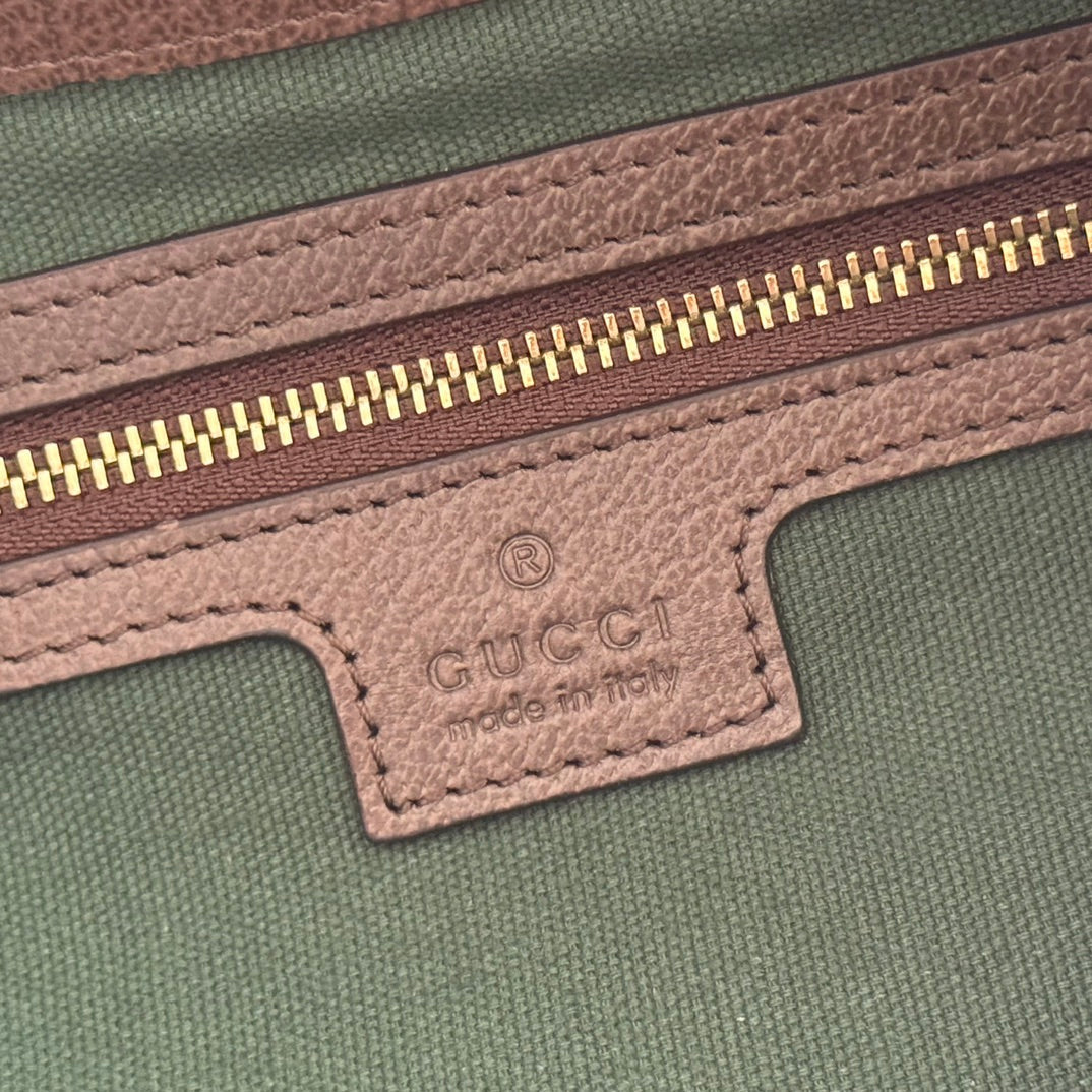 GUCCI 25S BEATRIX LARGE TOTE BAG 35 CM IN DARK BEIGE AND BROWN CANVAS