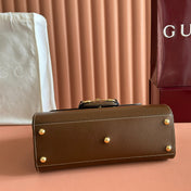 GUCCI 25S HORSEBIT 1955 MEDIUM SHOULDER BAG 29 CM IN BROWN CALFSKIN WITH GOLD HARDWARE