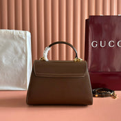 GUCCI 25S HORSEBIT 1955 MEDIUM SHOULDER BAG 22 CM IN BROWN CALFSKIN WITH GOLD HARDWARE