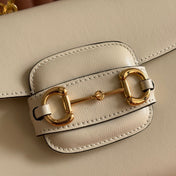GUCCI 25S HORSEBIT 1955 MEDIUM SHOULDER BAG 29 CM IN CREAM WHITE CALFSKIN WITH GOLD HARDWARE