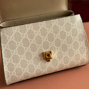 GUCCI 25S HORSEBIT 1955 MEDIUM SHOULDER BAG 29 CM IN BEIGE MONOGRAM CALFSKIN WITH GOLD HARDWARE