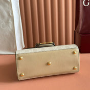 GUCCI 25S HORSEBIT 1955 MEDIUM SHOULDER BAG 29 CM IN BEIGE MONOGRAM CALFSKIN WITH GOLD HARDWARE