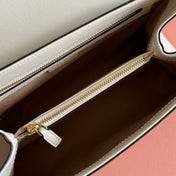 GUCCI 25S HORSEBIT 1955 MEDIUM SHOULDER BAG 29 CM IN BEIGE CANVAS AND CREAM WHITE CALFSKIN WITH GOLD HARDWARE