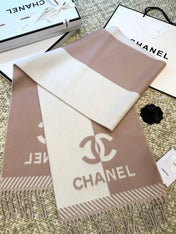 SCARF 184 CM IN ROSY BROWN MIX WHITE MERINO WOOL 393119