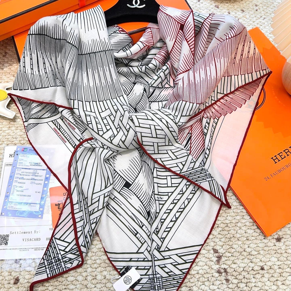 HERMES 25S SCARF 140 IN CASHMERE SILK 854527