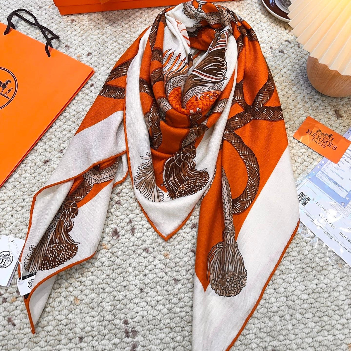 HERMES 25S SCARF 140 IN CASHMERE SILK 854539