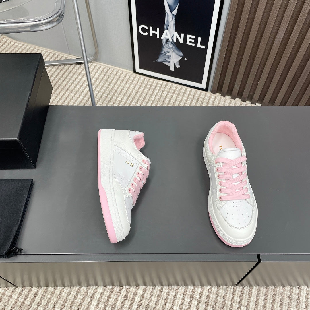 SL/61 SNEAKERS IN WHITE MIX LIGHT PINK CALFSKIN