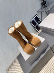 BALENCIAGA 25S BOOTS PLATFORM HEEL IN BROWN SUEDE STYLE 4