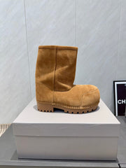 BALENCIAGA 25S LOW ANKLE BOOTS PLATFORM HEEL IN BROWN SUEDE STYLE 7