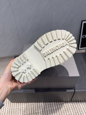 BALENCIAGA 25S LOW ANKLE BOOTS PLATFORM HEEL IN WHITE SUEDE STYLE 2