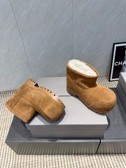 BALENCIAGA 25S LOW ANKLE BOOTS PLATFORM HEEL IN BROWN SUEDE STYLE 6