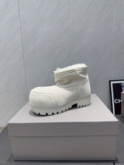 BALENCIAGA 25S LOW ANKLE BOOTS PLATFORM HEEL IN WHITE SUEDE STYLE 1