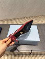 PRADA 26S POINTED TOE SLINGBACK HIGH HEELS 75MM IN DARK RED SUEDE