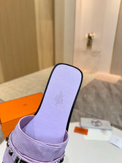 HM 26S GIULIA SANDAL IN LIGHT PURPLE SUEDE AND CALFSKIN SILVER HARDWARE
