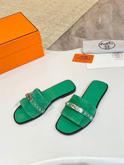 HM 26S GIULIA SANDAL IN GREEN SUEDE AND CALFSKIN SILVER HARDWARE