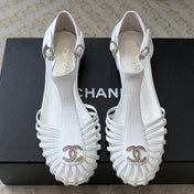 Summer New Hollow Roman Sandals White Sheepskin